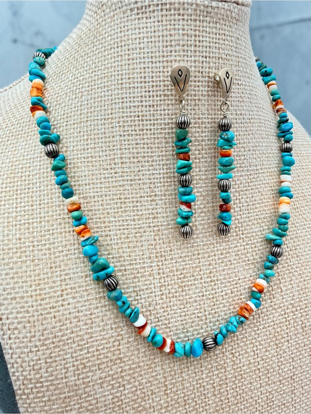 Carolyn Pollack Relios Turquoise Spiny Oyster Sterling Silver Necklace & Earring - Picture 4 of 17
